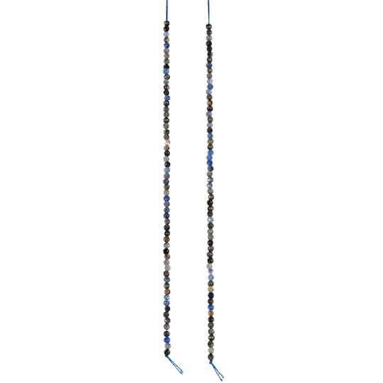 Blue & Black Sapphire Faceted Round Beads, 2mm by Bead Landing™